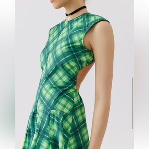 Urban Outfitters Avril Plaid Dropped-Waist Midi Dress Large